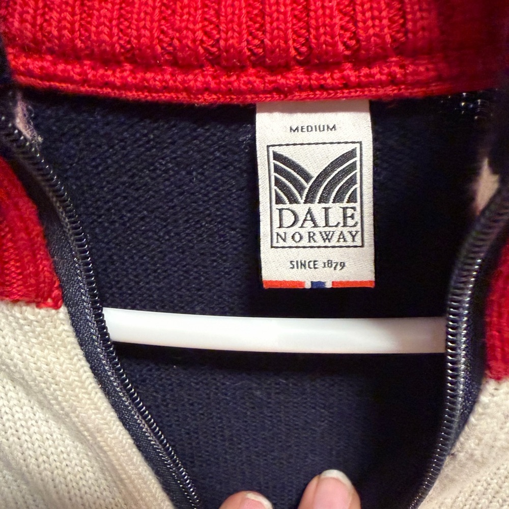 Dale of Norway Women's Navy, Cream & Red Half-Zip Turtleneck Sweater - Picture 2 of 7
